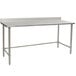 A white rectangular Eagle Group stainless steel work table with a metal base.