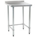 An Eagle Group stainless steel work table with an open base and legs.