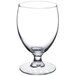 An Arcoroc clear glass goblet with a stem.