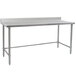 An Eagle Group stainless steel work table with a long backsplash.