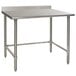 A stainless steel Eagle Group work table with an open base.