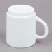 An Arcoroc white stacking mug with a handle.