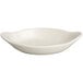 A white Tuxton oval dish with handles.