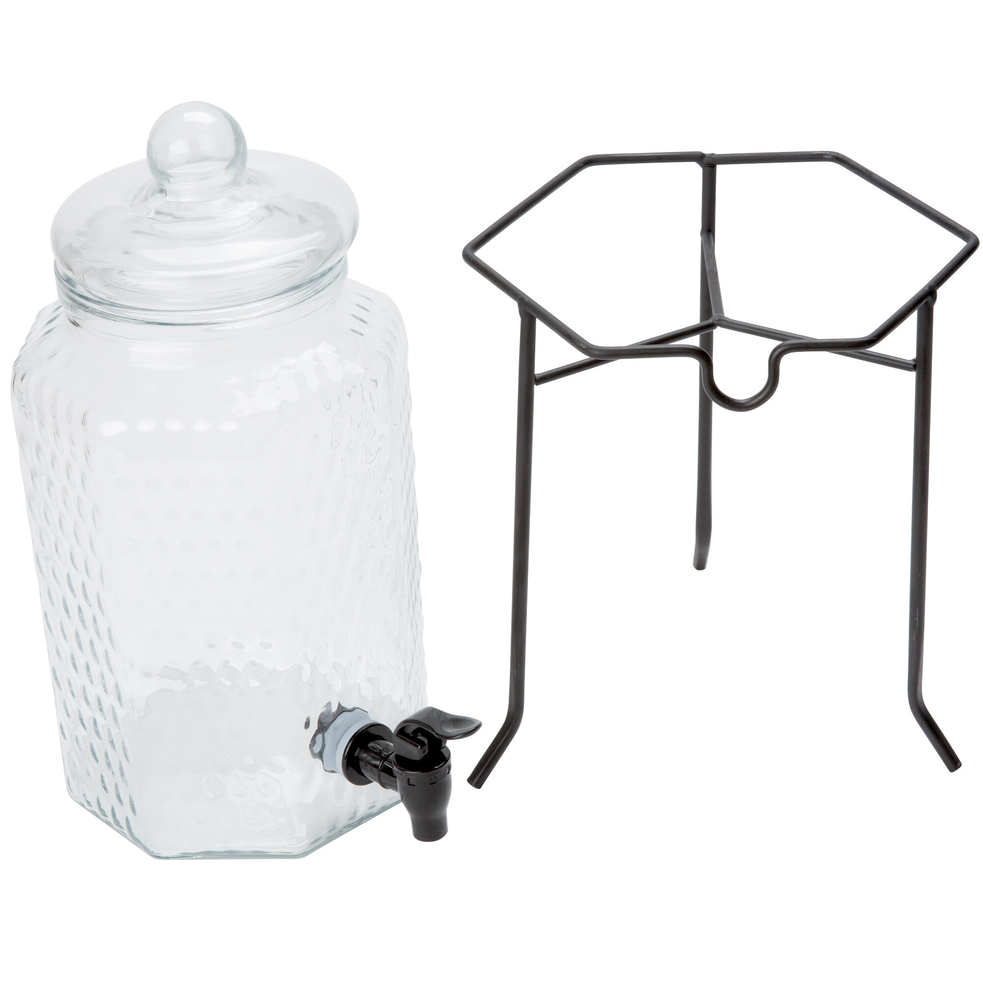 Core 1 Gallon Glass Beverage Dispenser with Metal Stand