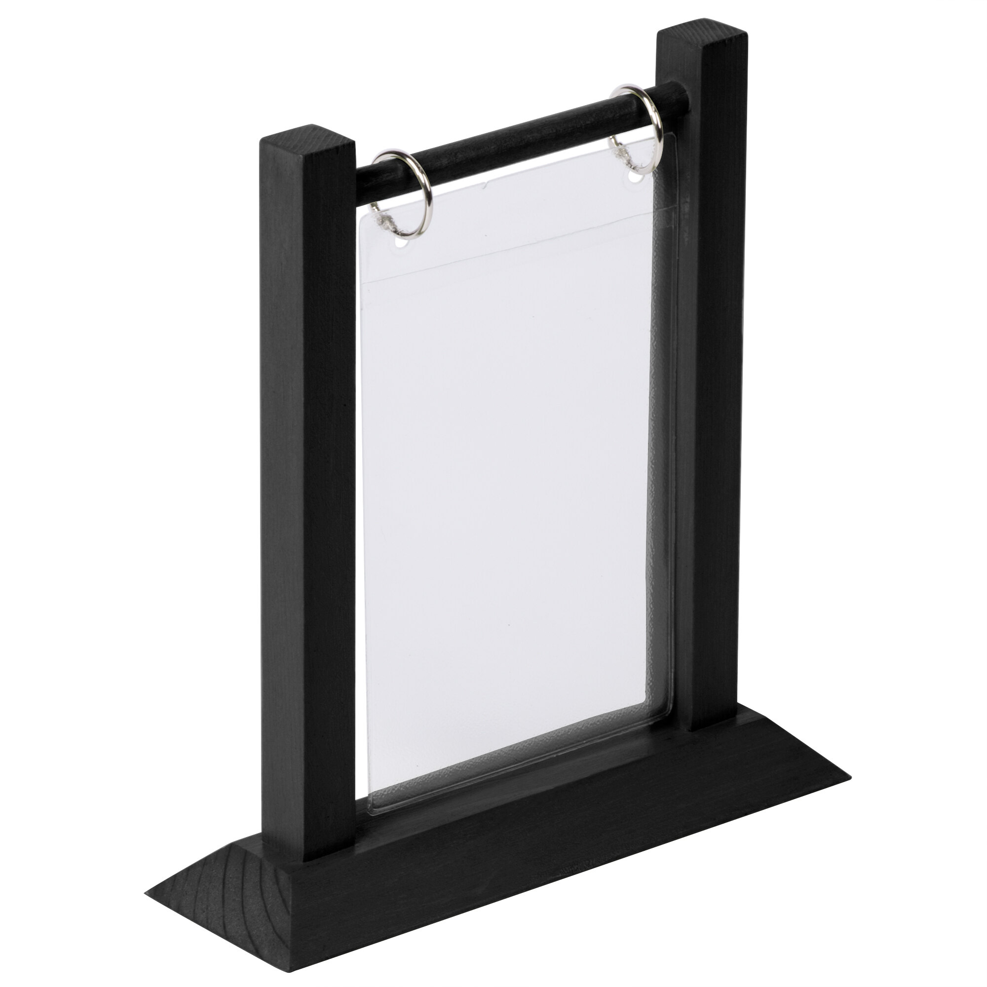 Menu Solutions WFT4SA 4" x 6" Black Wood Flip Top Table Tent
