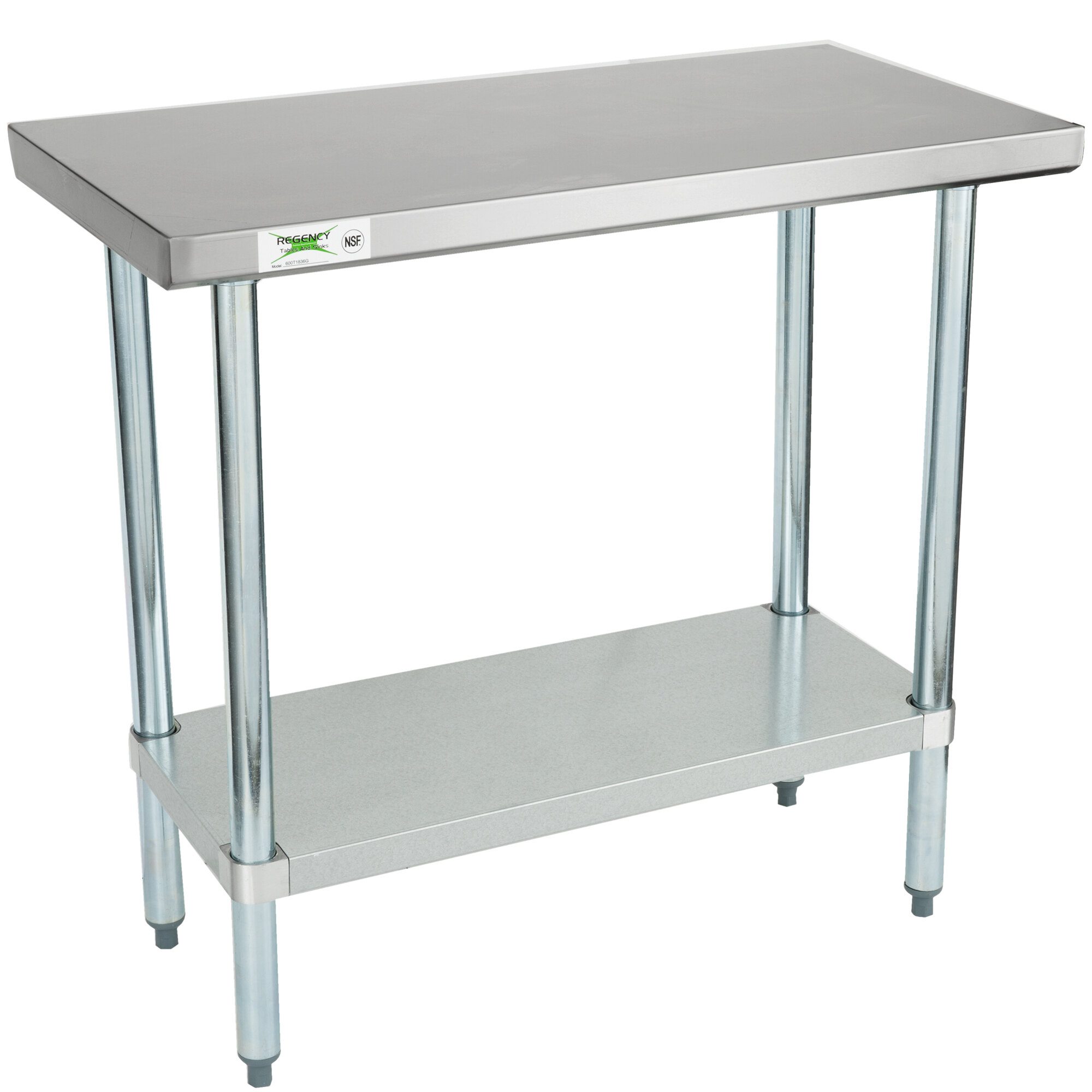 Regency 18" x 36" 18-Gauge 304 Stainless Steel Commercial Work Table Stainless Steel Work Table Legs