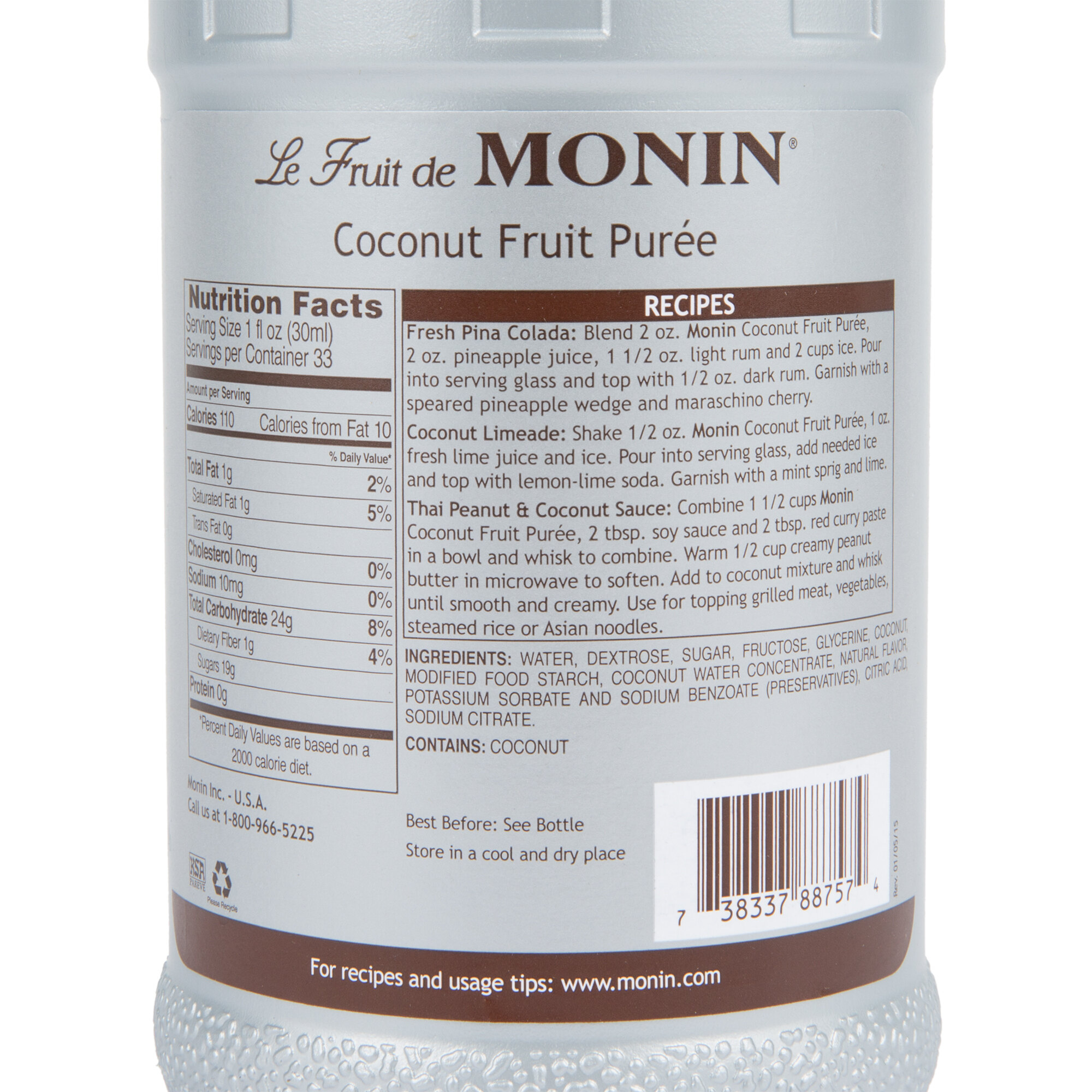 Monin 1 Liter Coconut Fruit Puree