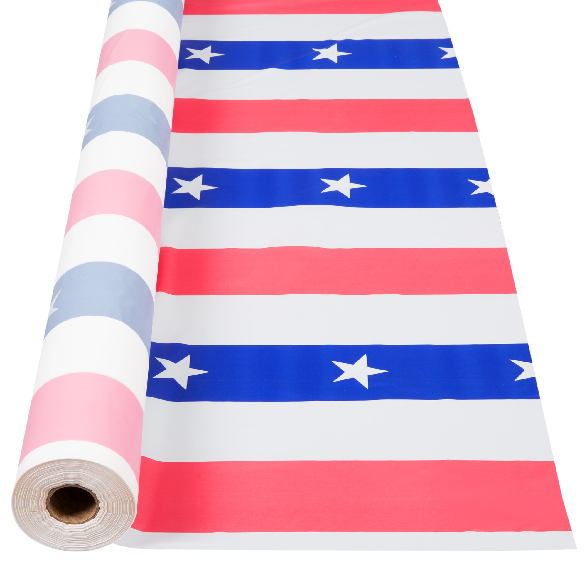 Atlantis Plastics 2TCSSI300 300' Stars and Stripes Plastic Table Cover