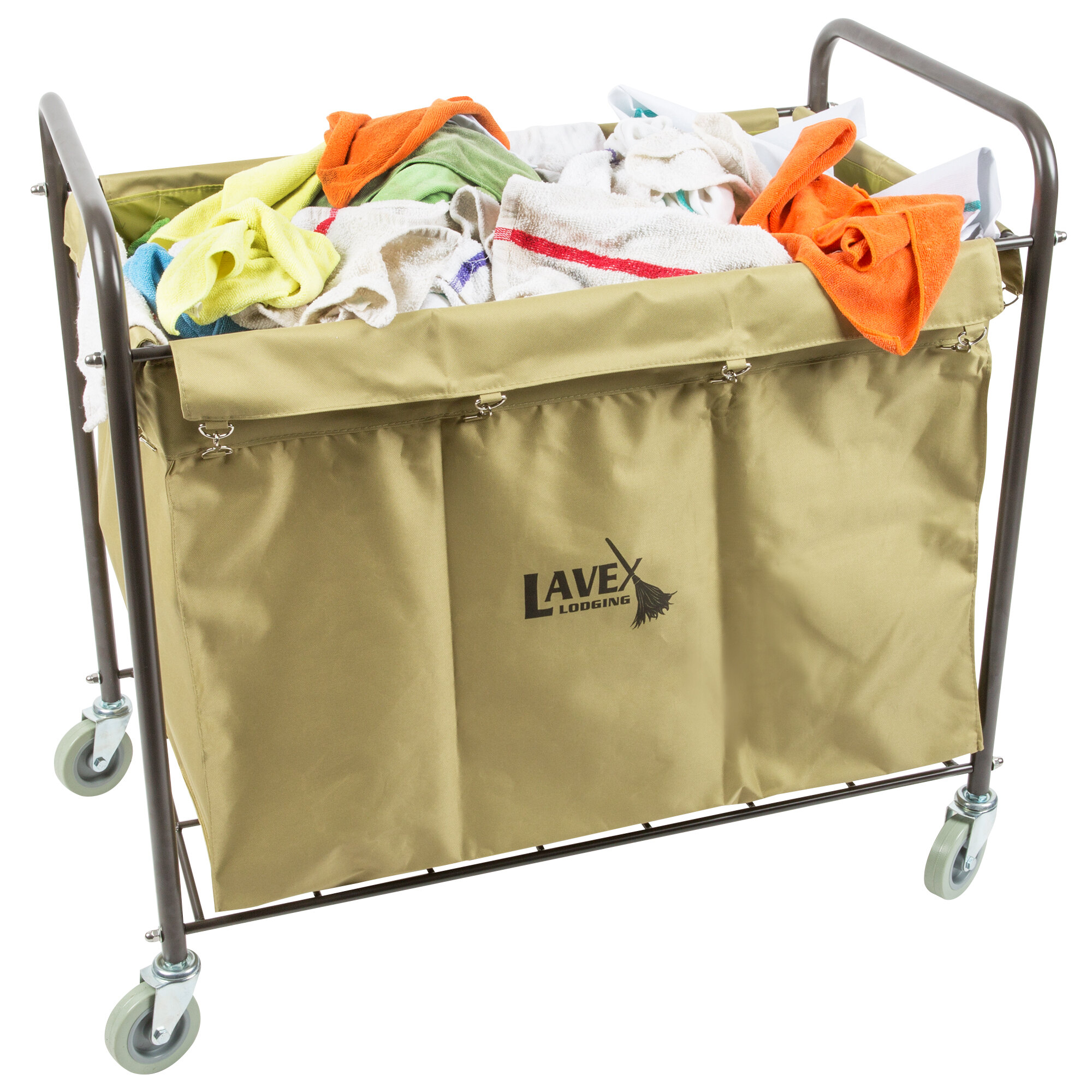 Lavex Laundry Cart / Trash Cart, 12 Bushel Metal and Canvas Cart with