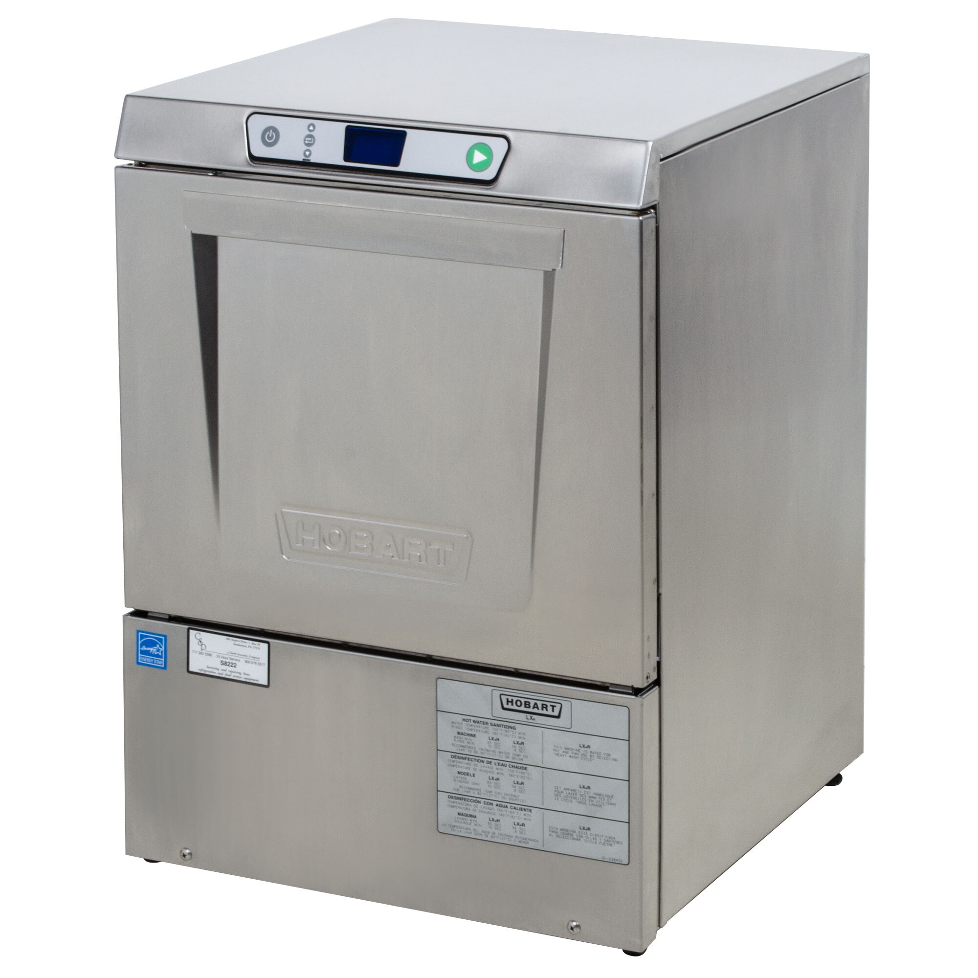 Hobart LXeH1 Undercounter Dishwasher Hot Water Sanitizing, 208240V