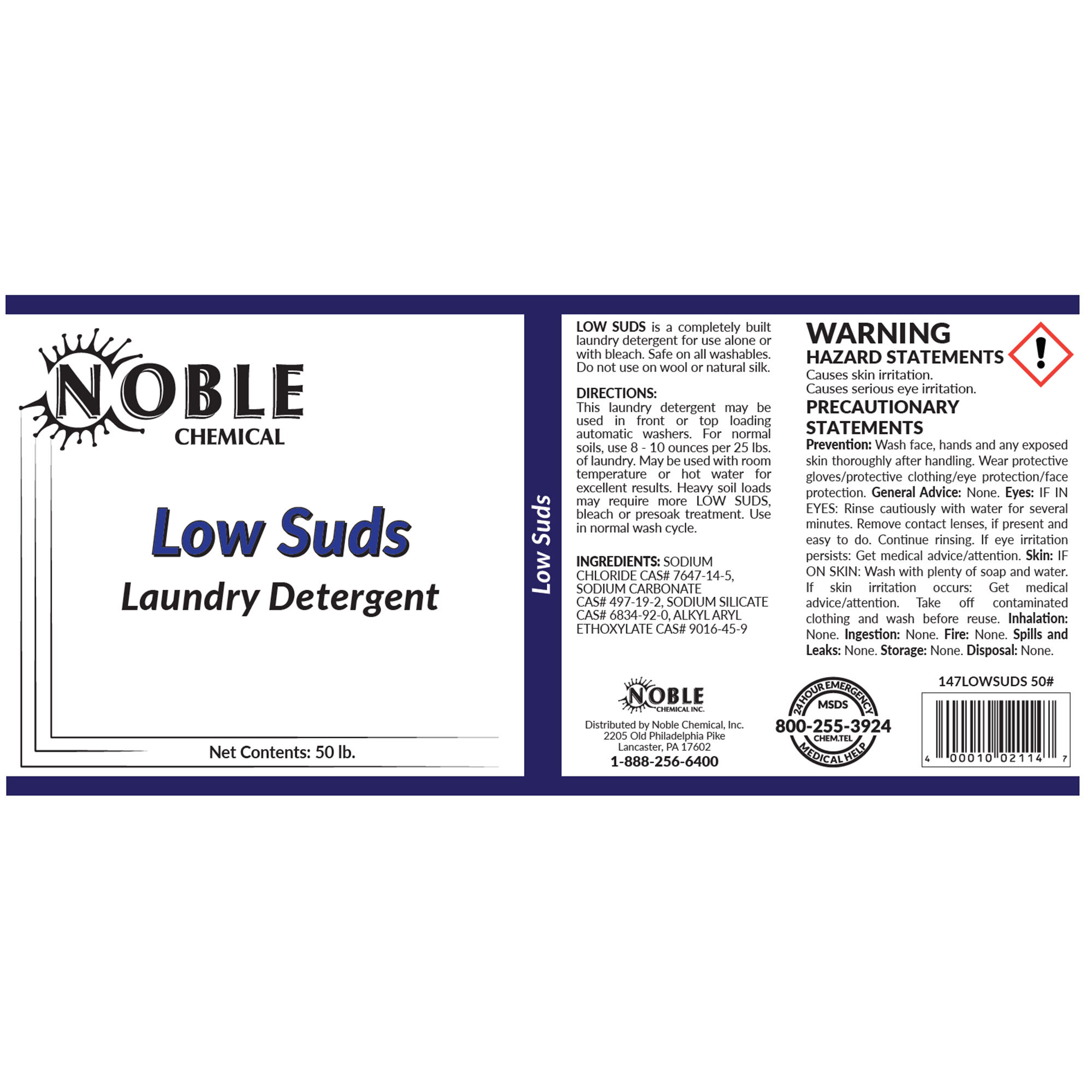 Noble Chemical Low Suds Laundry Detergent 50 lb.