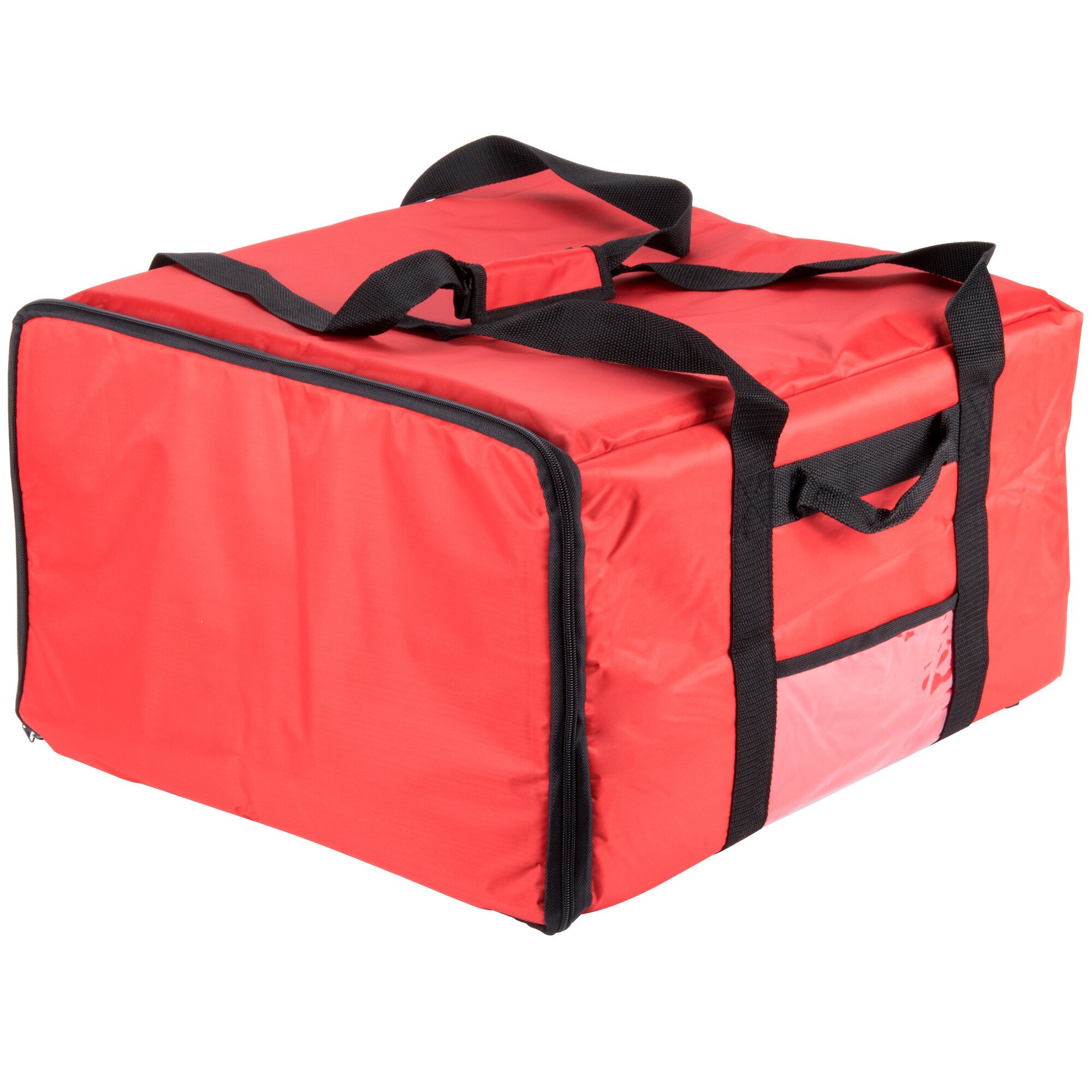 Insulated Pizza Delivery Bag, Red Nylon, 20" x 20" x 13"