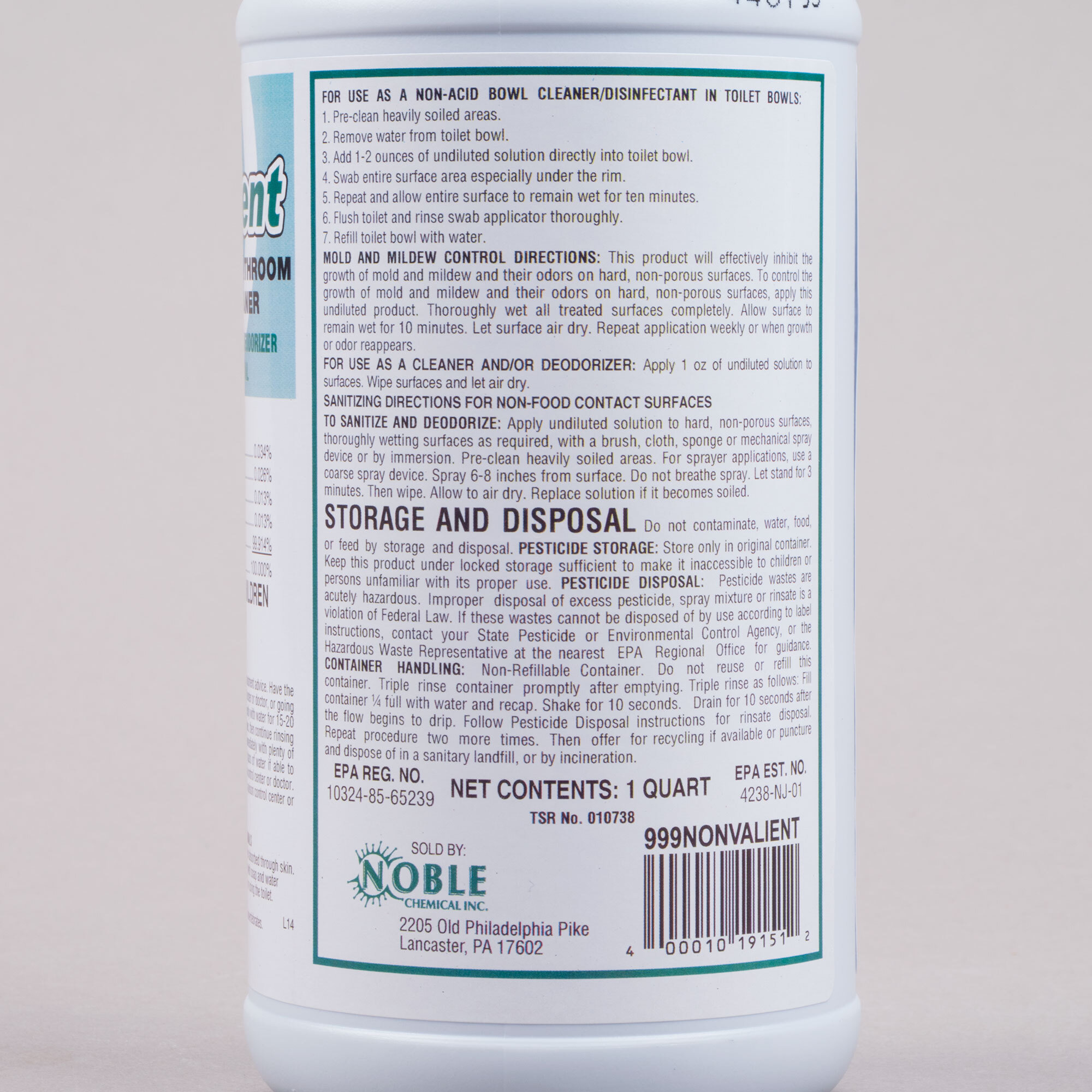 1 Qt. (32 oz.) Noble Chemical NonValient NonAcid Toilet Bowl