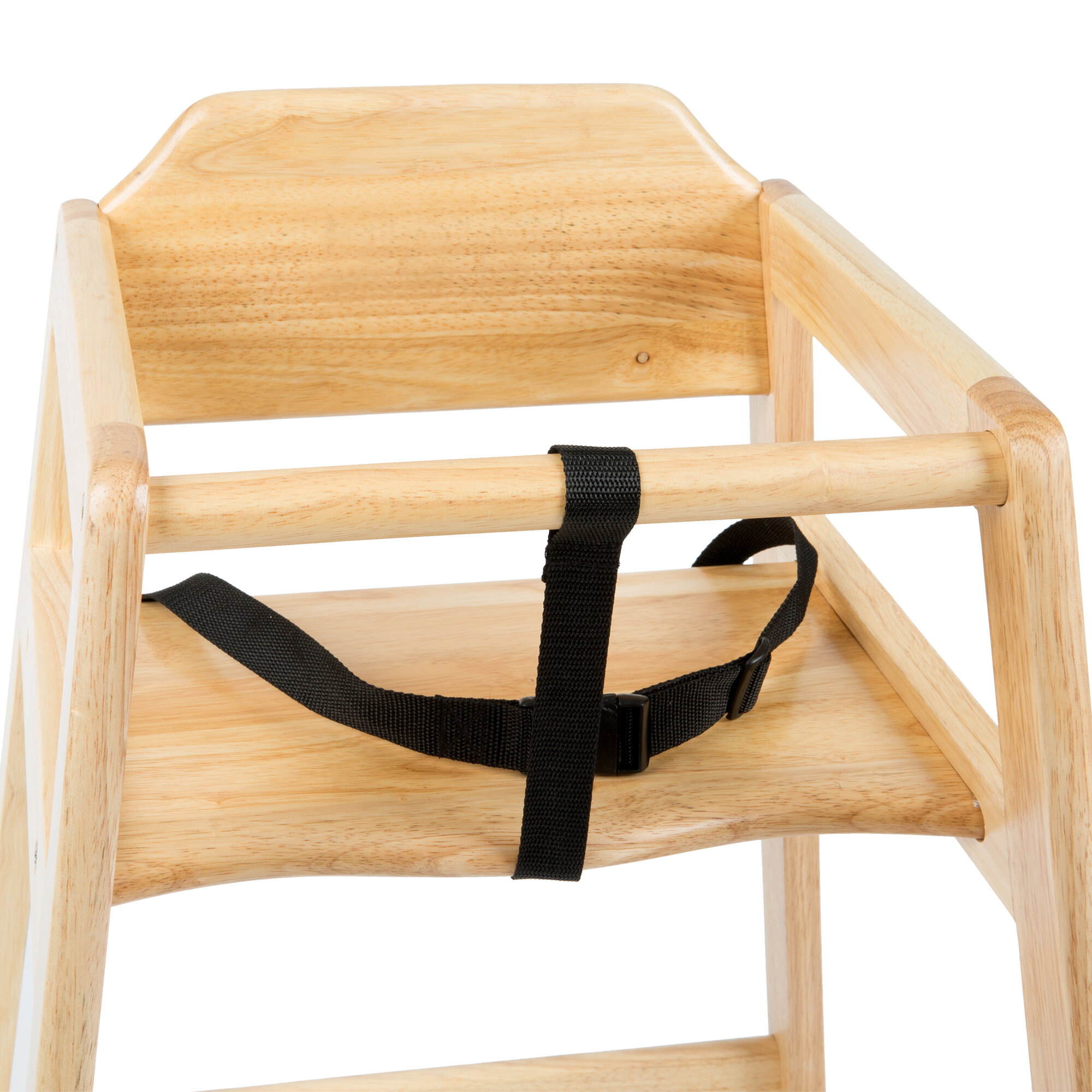 29 1/4" Stacking Restaurant Wood High Chair with Natural Finish Assembled