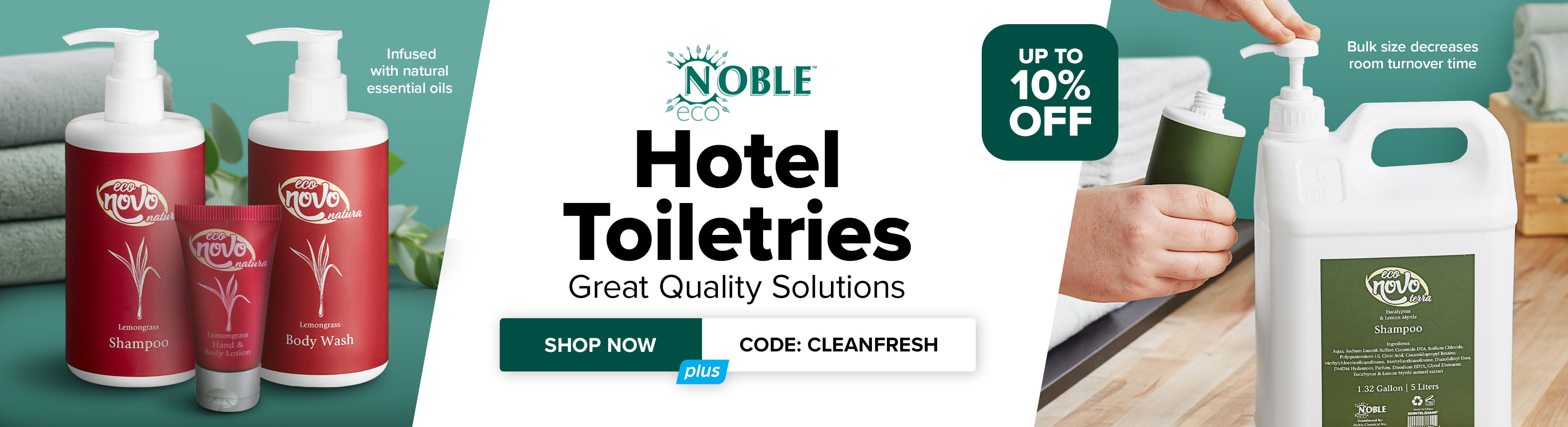 Save up to 10% on Noble Eco hotel toiletries