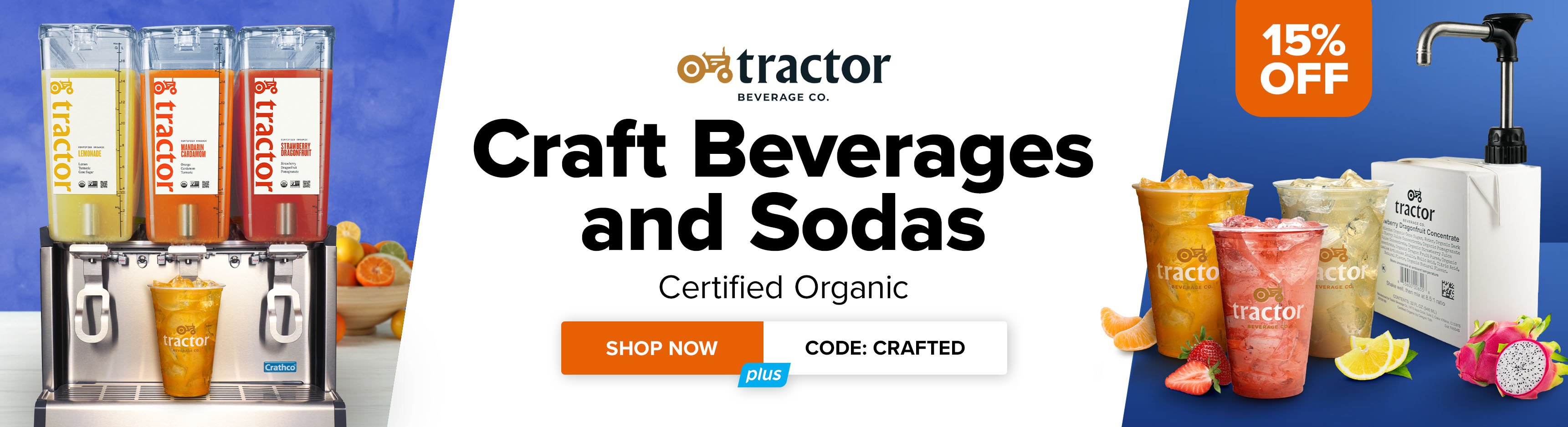 15% off Tractor craft beverages and sodas