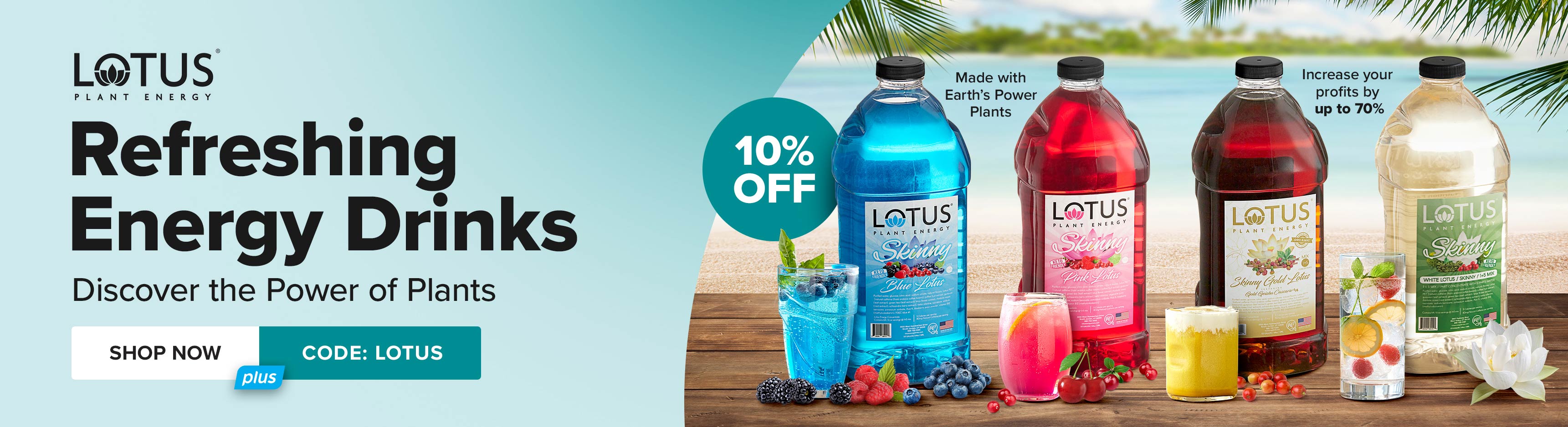 10% Off Lotus Refreshing Energy Drinks, Discover the Power of Plants, use code: LOTUS