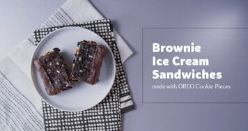 Brownie Ice Cream Sandwich Made with Oreo Cookies
