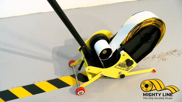 Mighty Line Mighty Liner Yellow / Black Floor Tape Applicator In Use