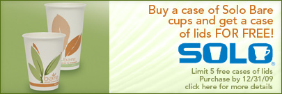 Buy a case of Solo Bare cups and get a case 
of lids FOR FREE!