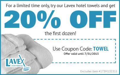 20% off a dozen hotel towels