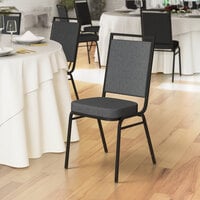 Lancaster Table & Seating Square Back Banquet Chair with Gray Fabric and Black Frame