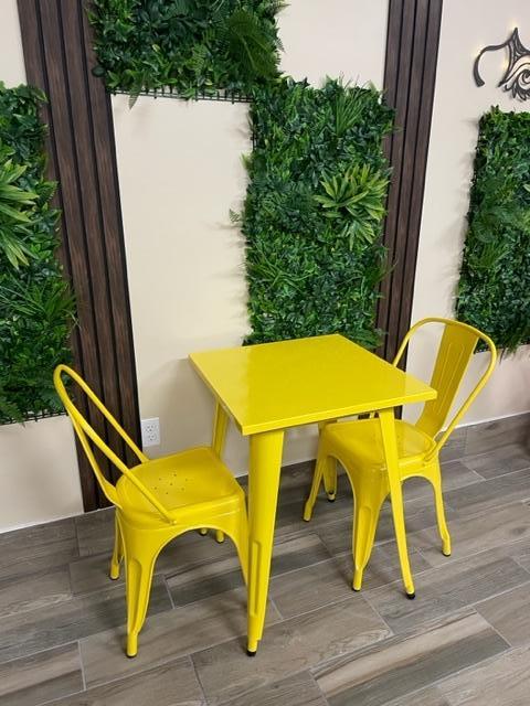 Lancaster Table & Seating Alloy Series 24" x 24" Yellow Dining Height Outdoor Table - Good product with perfect price.