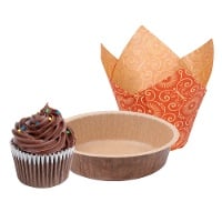 50/Pack Solut 90888 8 oz Kraft Paper Baking Cup with Flange and Quick Release Coating 12 Pack 