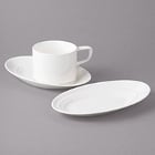 Bon Chef Slanted Oval White Porcelain Dinnerware