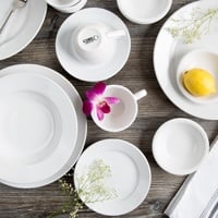 Acopa Bright White Wide Rim / Rolled Edge Stoneware Dinnerware