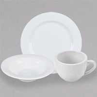 CAC Roosevelt Super White Wide Rim Porcelain Dinnerware