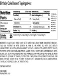 100BDYCKE4 - TOPPING BIRTHDAY CAKE 4 LB. Nutrition 100BDYCKE4 - TOPPING BIRTHDAY CAKE 4 LB. Nutrition