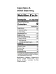 10200305 & 10207304 Regal Cajun Spice & Skillet Seasoning Nutrition