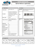 703090 Apricot Halves Spec Sheet