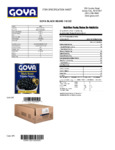 GOYA #10 Black Beans Nutrition Information