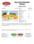 Country Chef 9 24 oz. Broccoli and Cheddar Quiche Nutrition Information