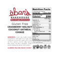 Eban's Bakehouse GF Cranberry Walnut Coconut Oatmeal Cookies Nutrition