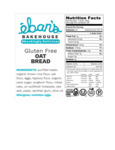 Eban's Bakehouse GF Oat Bread Nutrition