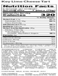 Key Lime Cheese Tart - Nutrition Label