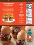 King's Hawaiian Sweet Sliced Slider Rolls 9 Pack Spec Sheet