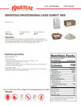 Krusteaz Professional Nutrition Sheet 10041449100644