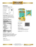Twinings Probiotics Lemon & Ginger Tea Nutrition