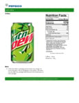 Mountain Dew Nutrition Sheet