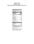 Regal Original Breakfast Sausage Seasoning 4 lb. Nutrition Information