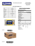 GOYA 4 lb. Pinto Beans Nutrition Information GOYA 4 lb. Pinto Beans Nutrition Information