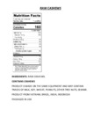 Raw Cashews Nutrition Information Raw Cashews Nutrition Information