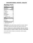 Roasted Unsalted Sunflower Seeds Nutrition Information