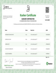 Kargher Kosher Certificate