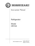 Hoshizaki HR15A Instruction Manual