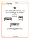 AccuTemp AccuSteam Natural Gas Griddles Owner's Manual